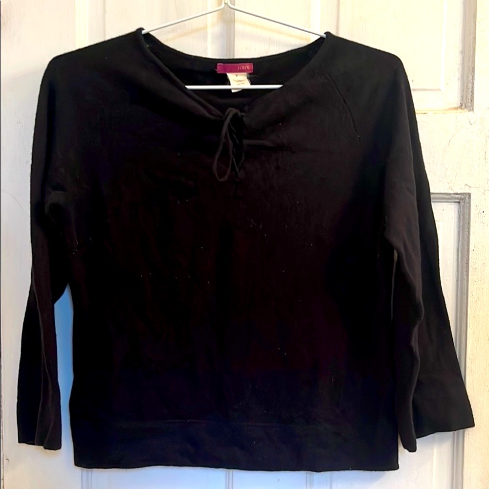J. Crew Black Tie Front Blouse Sweater in size medium